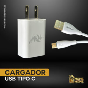 CARGADOR Y CABLE DE CARGA TIPO C Y USB - CONEXION VERSATIL