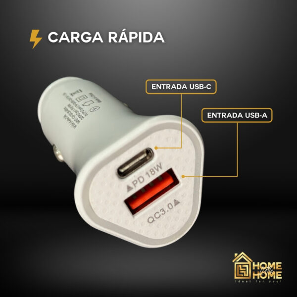 CARGADOR DE CARRO CARGA RAPIDA–COMPACTO, EFICAZ - Image 2