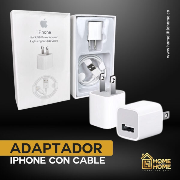 CARGADOR DE PARED+CABLE IPHONE 5W USB LIGHTNING 1M⚡📱
