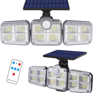 LUZ LED SOLAR DE 3 CABEZALES X1–ILUMINACION POTENTE Y EFICIENTE