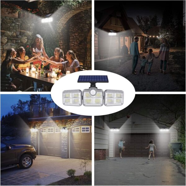 LUZ LED SOLAR DE 3 CABEZALES X1–ILUMINACION POTENTE Y EFICIENTE - Image 2