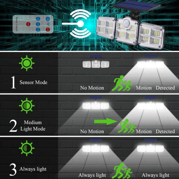 LUZ LED SOLAR DE 3 CABEZALES X1–ILUMINACION POTENTE Y EFICIENTE - Image 4