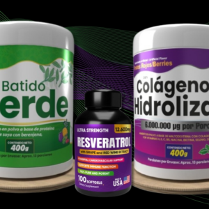 COMBO COLÁGENO HIDROLIZADO+BATIDO NUTRITIVO+RESVERATROL–BELLEZA, ENERGÍA Y BIENESTAR