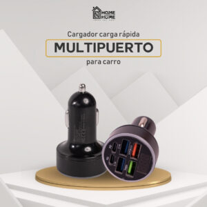 CARGADOR DE CARRO PLUG IN 4USB - 2C – CARGA RÁPIDA Y SEGURA EN TU VEHÍCULO