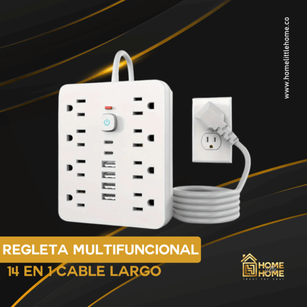 REGLETA MULTIFUNCIONAL FUENTE DE PODER CABLE LARGO – CONECTA TODO, EN CUALQUIER ESPACIO