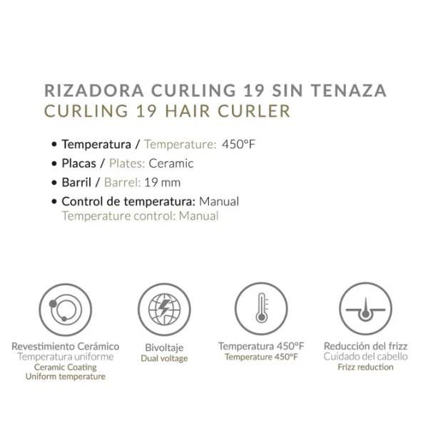 PINZA ALIZZ CURLING 19 NARANJA, AZUL – RIZOS PERFECTOS AL INSTANTE - Image 2